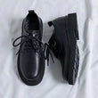 Zapatos formales para hombre, informales, de cuero, estilo británico, para negocios, para estudiantes, suela gruesa, con cordones, punta redonda, antideslizantes, cómodos, para exteriores. 