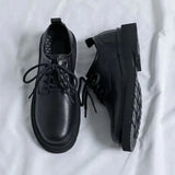 Zapatos formales para hombre, informales, de cuero, estilo británico, para negocios, para estudiantes, suela gruesa, con cordones, punta redonda, antideslizantes, cómodos, para exteriores. 