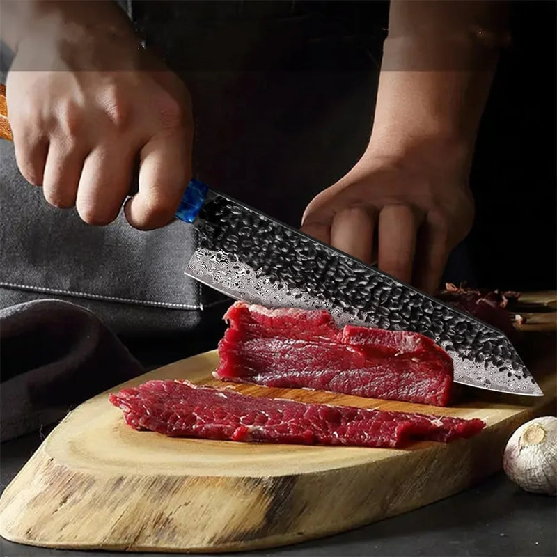 Damascus Chef's Knife Professional 67 Floors Vg-10 Japanese Kitchen Knife Chef's Meat Cleaver Knives For Kitchen  Wooden Handle