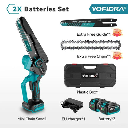 YOFIDRA Brushless 8 inch Electric Pruning Saw Cordless Chainsaw Rechargeable Woodworking Saw Power Tool For Makita 18V Battery