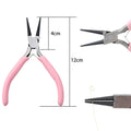 Pink Handle Nickel Iron Single Section Round Concave Pliers Handmade Jewelery Hardware Making Tool Sharp Nose Diagonal Portable