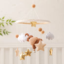 Crib Mobile Bed Bell Wooden Baby Rattles Soft Felt Cartoon Animal Bed Bell Newborn Music Box Hanging Toy Crib Bracket Baby Gifts