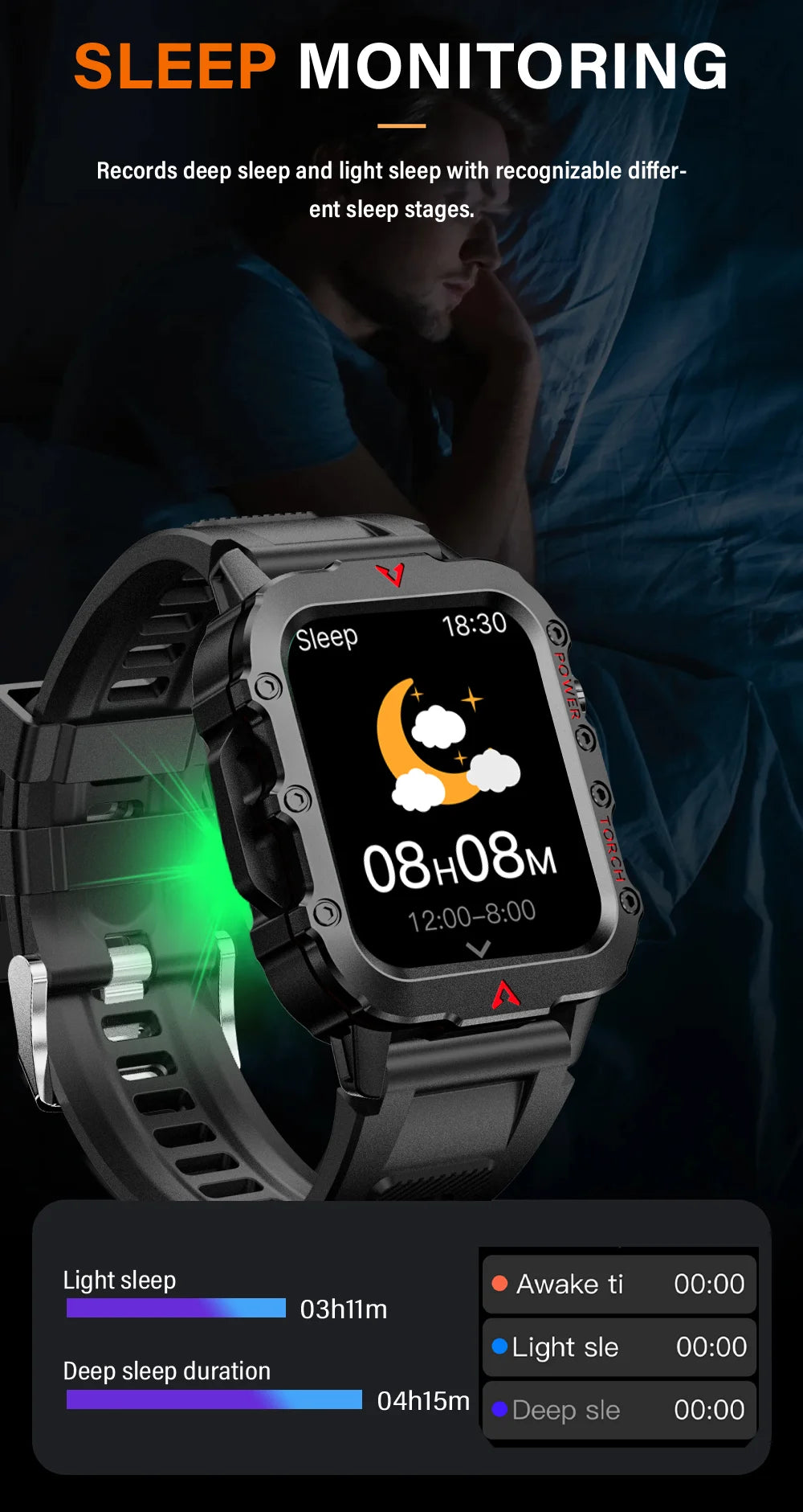 LAXASFIT Smart Sports Watch LED Flashlight Music Player Fitness Tracking Bluetooth Calling Sleep Monitoring 2025 New Smart Watch