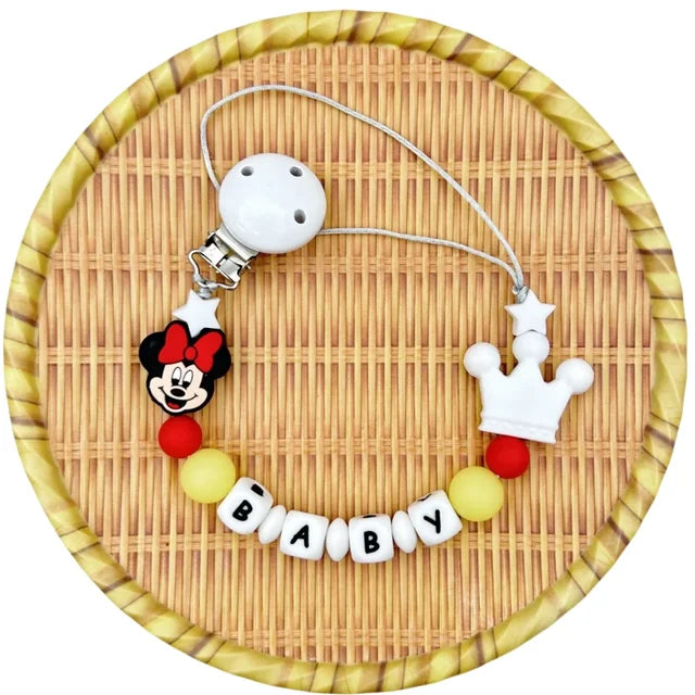 Cartoon Silicone Luminous Beads for Baby, Pacifier Clips, Chain Holder, Teether, Personalized English and Russia Name, Kawaii Toy 