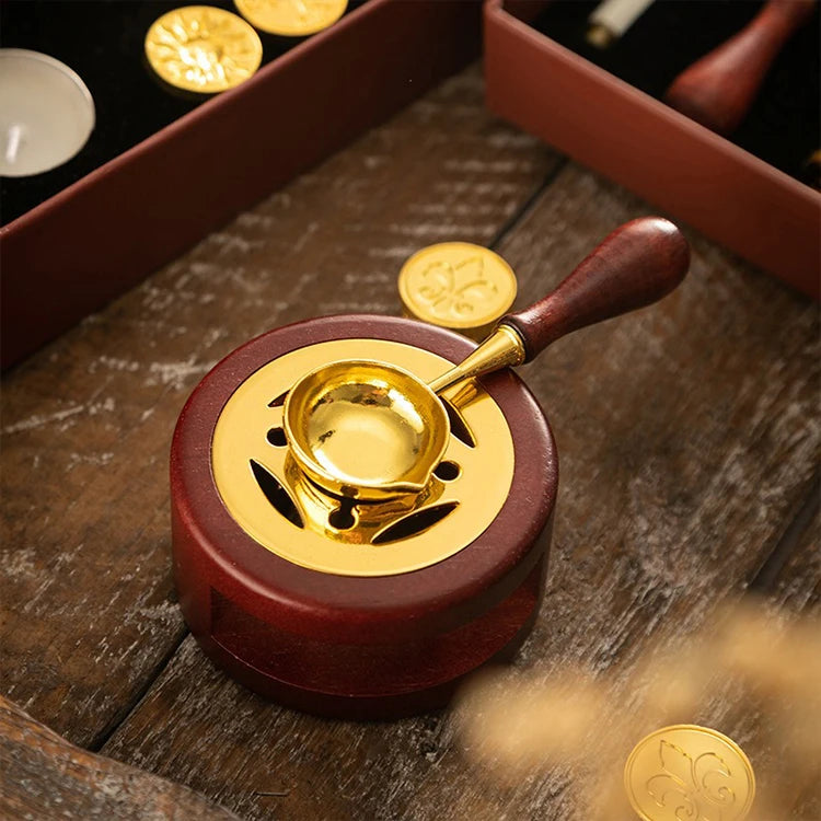 Sealing Wax 1 Set of Spoon Sealing Wax Furnace Stove Pot Seal Decorative Craft Gift Solid Wood Wax Stamp Craft Supplies SB002