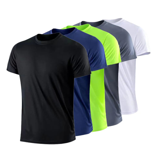 Camiseta deportiva de manga corta de secado rápido para hombre, para gimnasio, running, con absorción de humedad y cuello redondo, para entrenamiento, ejercicio y gimnasio