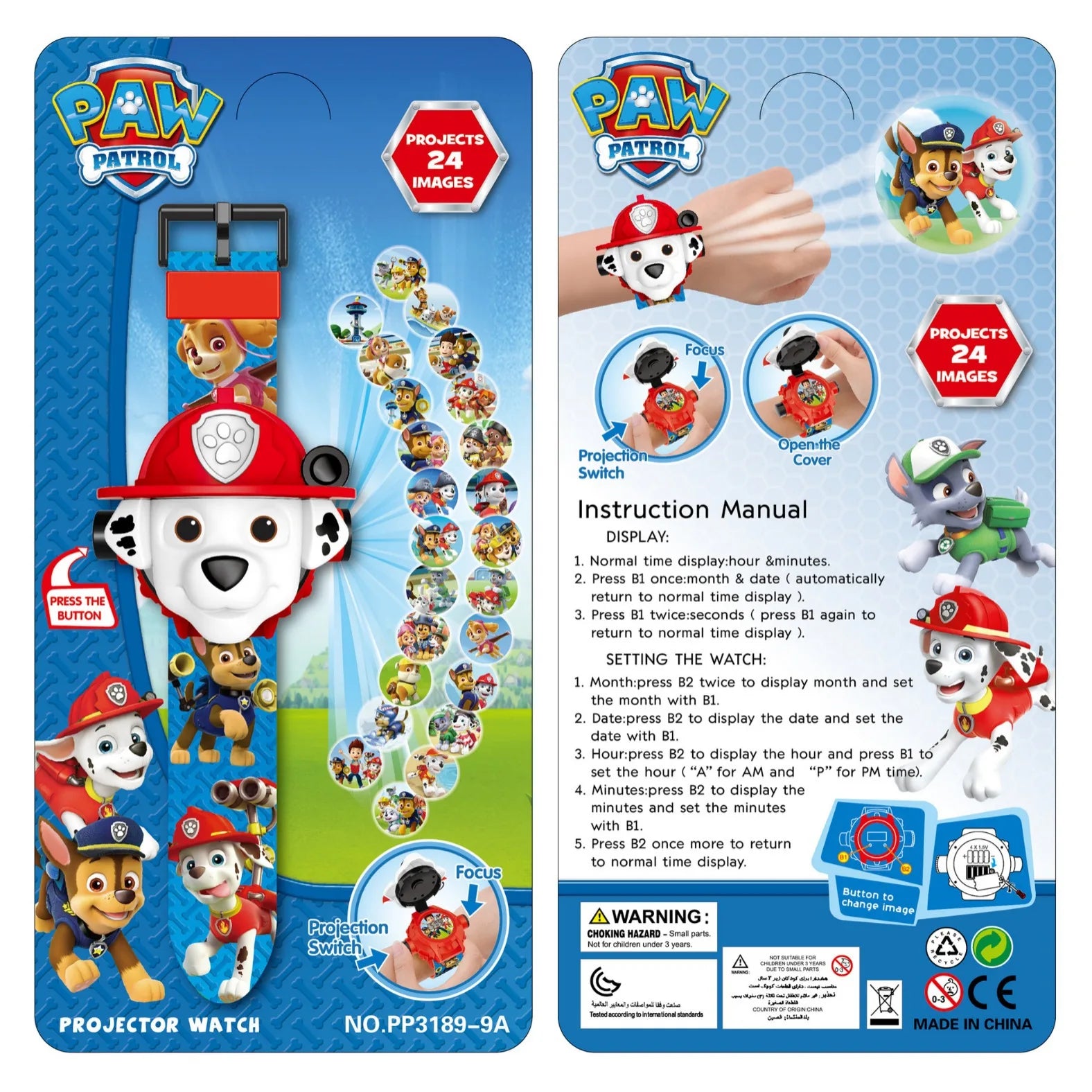 Paw Patrol 3D Projection Digital Watch Toy Set Dog Puppy Patrulla Canina Anime Action Figures Model Toy Marshall Chase Kid Gift
