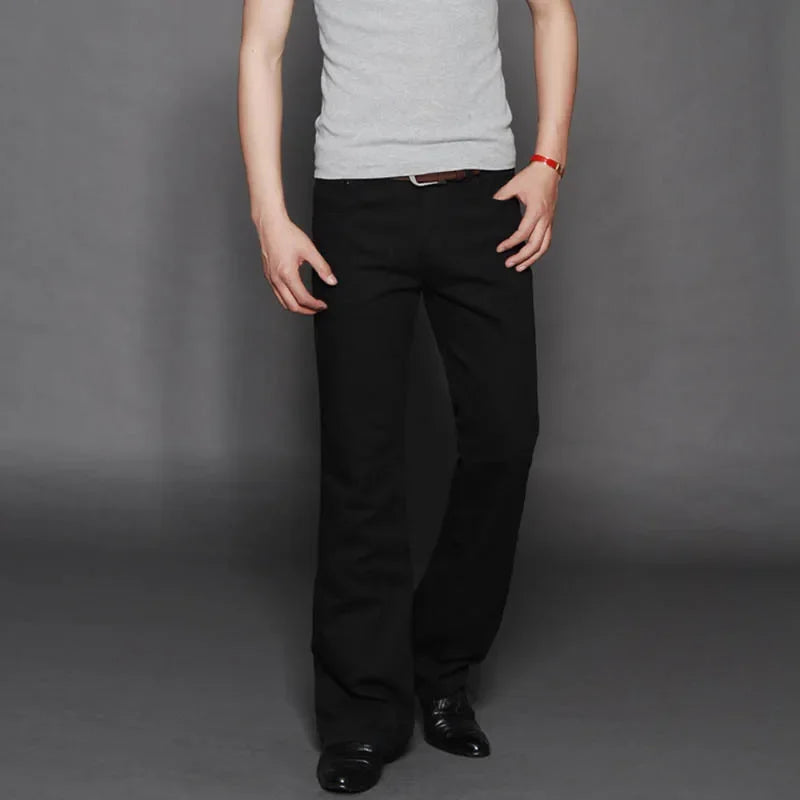 Denim Flared Jeans Men  Boot Cut Denim Pants Comfortable Slightly Slim Classic Loose Casual Blue Black Trousers For Male Bootcut