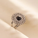 1pc Boho Turquoise Ring Stainless Steel Black Stone Silver Color Adjustable Ring Women Ethnic Ring Bohemian Jewelry Gift No Fade