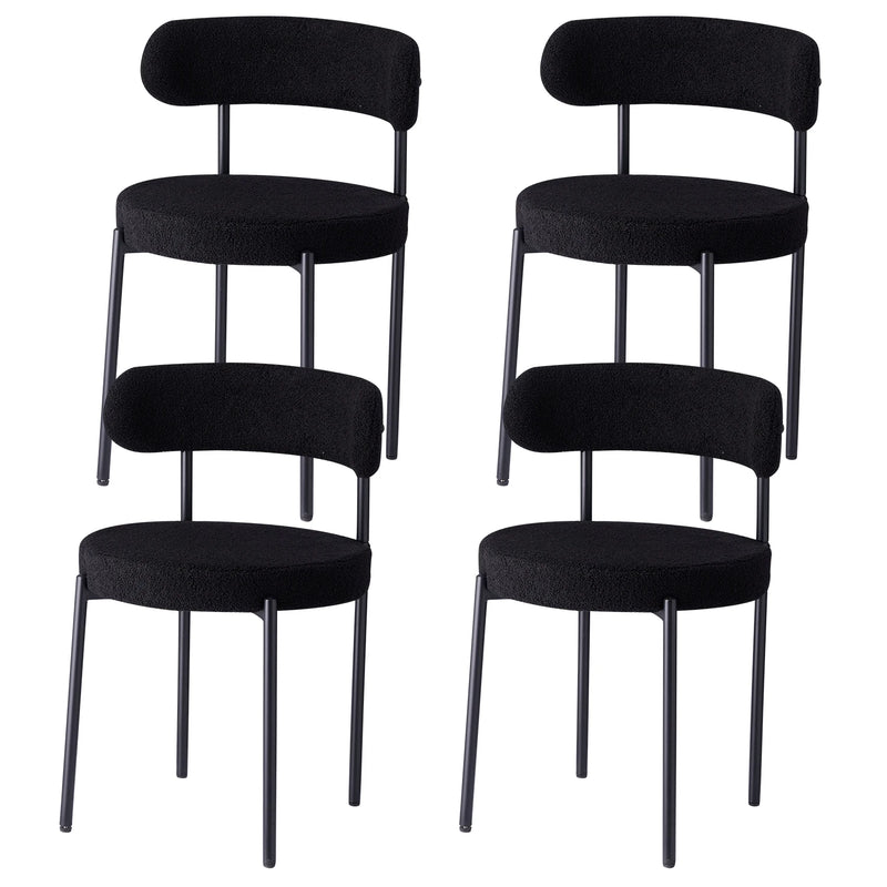 EGOONM 4Pcs Nordic Style Dining Chairs Upholstered Kitchen Chairs with Teddy Velvet Chair Home Desk Dining Room Kitchen Chairs