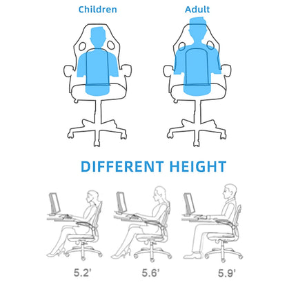 Allinlife gaming chair 130 kg load capacity ergonomic gaming chair, gamer chair adjustable height armrests, height adjustable range 100 - 110cm