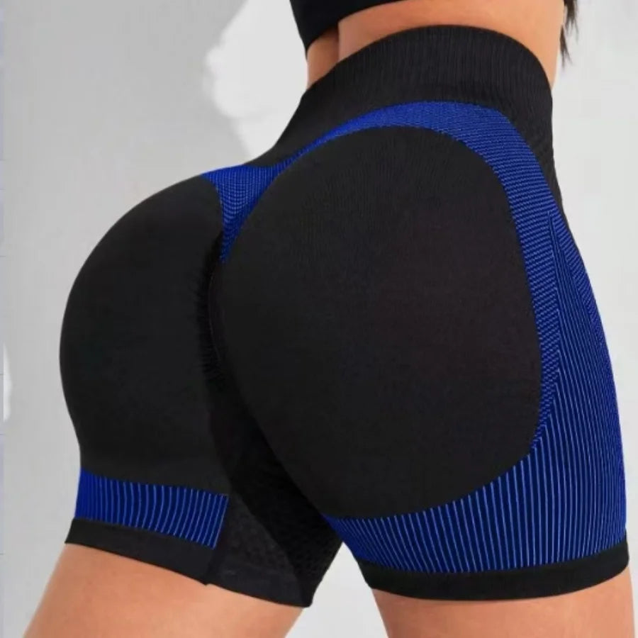 Pantalones cortos de entrenamiento de cintura alta para mujer, mallas sin costuras que levantan los glúteos y controlan el abdomen, pantalones cortos de yoga cómodos con fruncido y efecto sonrisa.