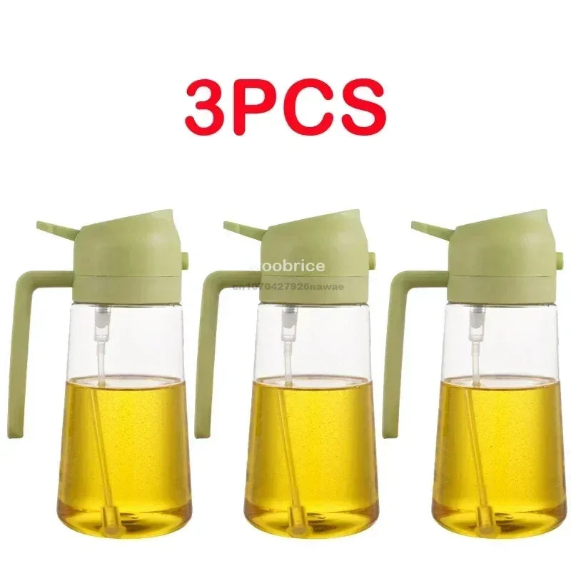2 in1 Oil Spray Bottle Plastic Kitchen Barbecue Cooking Olive Oil Dispenser Oil Jar Baking Vinegar Soy Sauce Spray Container
