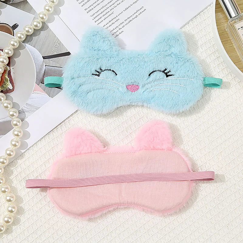 1Pc Cute Cartoon Cat Plush Sleeping Eye Mask Comfortable Sleep Mask Sleep Aid Traveing Home Shading Light Eye Cover Eyeshade