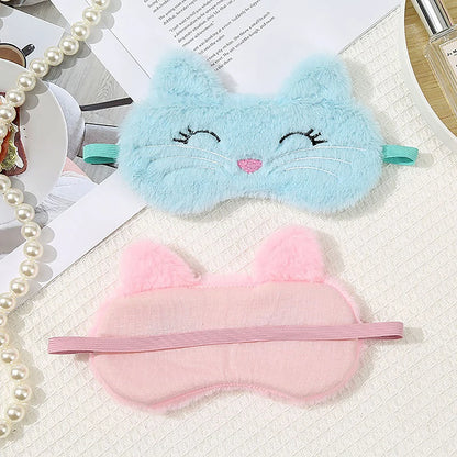 1Pc Cute Cartoon Cat Plush Sleeping Eye Mask Comfortable Sleep Mask Sleep Aid Traveing Home Shading Light Eye Cover Eyeshade