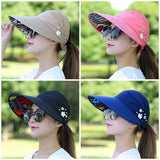 Fashion Women's Ladies Summer Vacation Wide Brim Foldable Sun Hat Anti-UV Beach Visor Caps Casual Hats