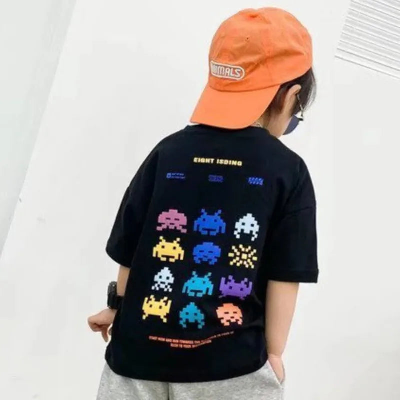 Boys' Summer Short Sleeve T-shirt New Small And Medium Children's Round Neck Top Children's Casual Versatile Half Sleeve Fashion