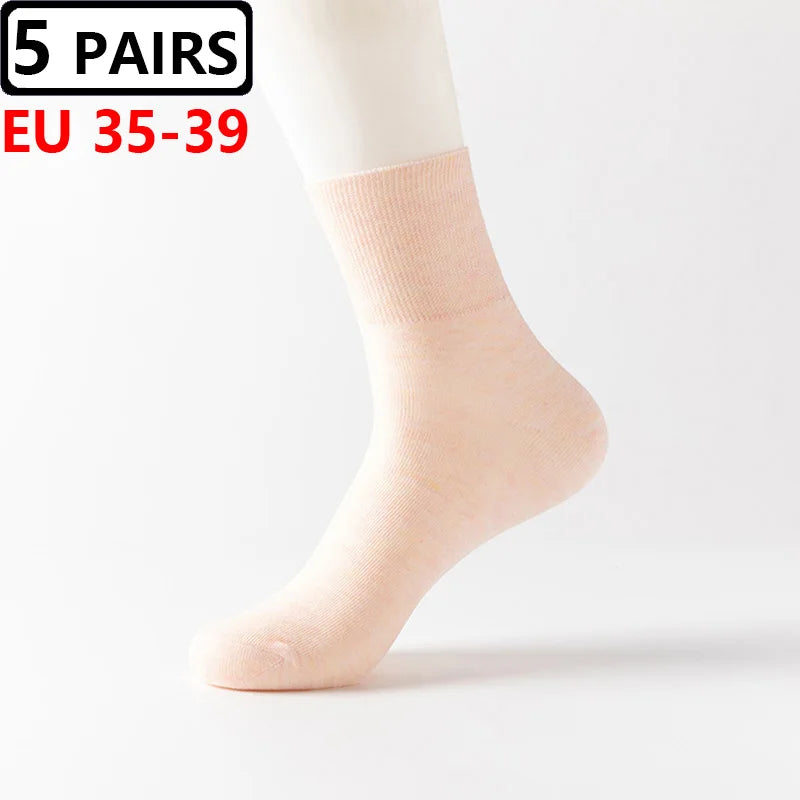5 Pairs Plus Size EUR 45-50 Prevent Varicose Veins Socks Mens Diabetics Patients Cotton Loose Mouth Sock Man Women Comfort Meias