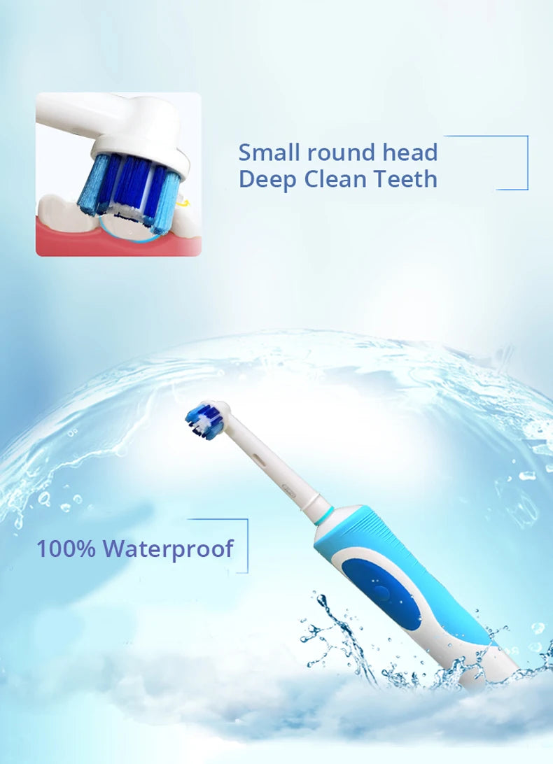 Cepillo de dientes eléctrico Oral B para adultos, recargable, con rotación, blanqueamiento 3D y cabezales de regalo.