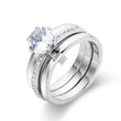 FYSARA Anillo de acero inoxidable de tres colores con diseño abombado, elegante anillo de compromiso con cristales de circón para niñas y mujeres, regalo al por mayor