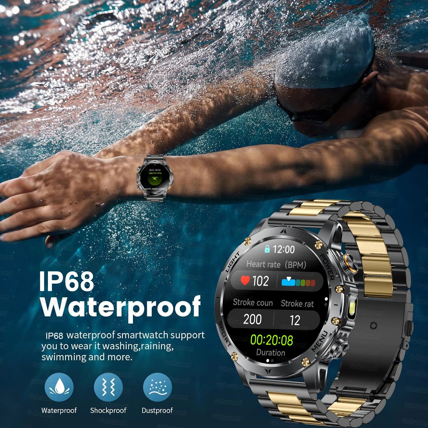 Novo Smartwatch Militar para Atividades ao Ar Livre (Modelo 2026) – Bateria de 1000 mAh de Longa Duração, Monitoramento de Fitness, À Prova d'Água, Estilo Tático e Esportivo