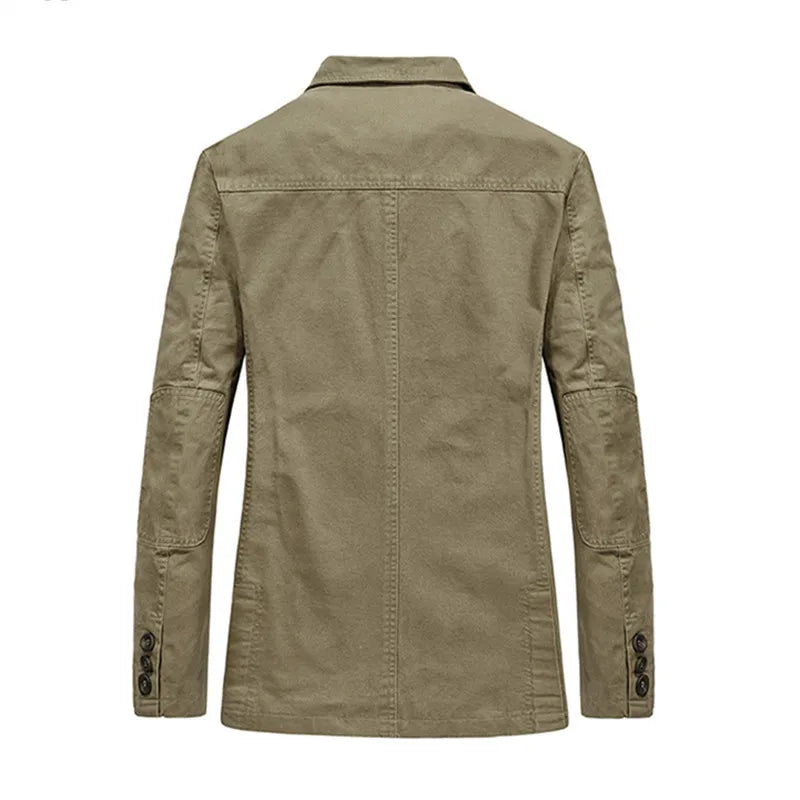 2022 Spring Autumn Military Blazer Jacket Men Casual Cotton Washed Coat Mens Army Bomber Suit Jackets Cargo Outerwear Plus Size