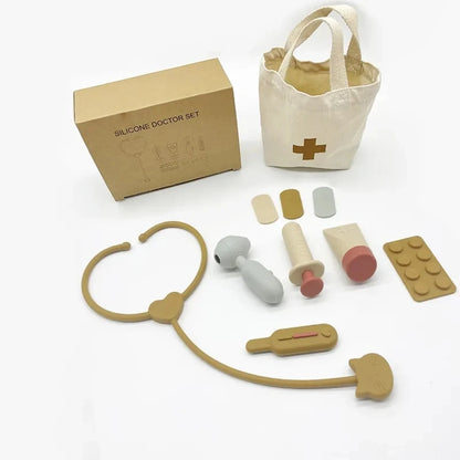 Doctor Toys Pretend Silicone Play Doctor Kit Food Grade Safety Nurse Set for Girls Boys Toddler Games Learning Toy
