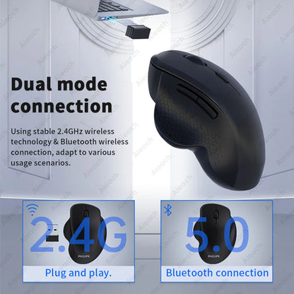 Dual Mode Wireless Computer Mice 1600 DPI Rechargeable Ergonomic Bluetooth Mouse For Laptop/Notebook/iPad/Tablet/Mac/Chromebook