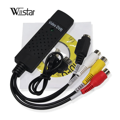 Tarjeta de captura de video USB Easy Cap VHS VCR Mini DV Hi8 Convertidor de DVD a digital RCA/S-video a USB 2.0 Captura de audio y video
