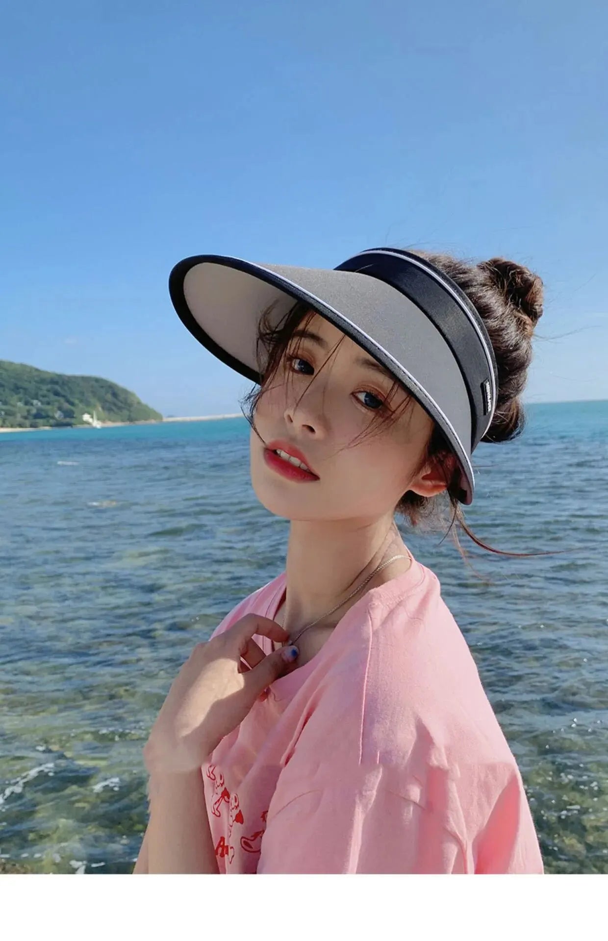 New Sun Hat Women's UV Protection Sun Hat Summer Empty Top Cap Large Brim Outdoor Cycling Face Shade Hat Woman