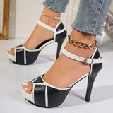 Sandalias de mujer Colorblock Peep Toe plataforma bombas verano lucha Color zapatos Boca de pescado tacones altos Sexy tacones finos zapatos de vestir