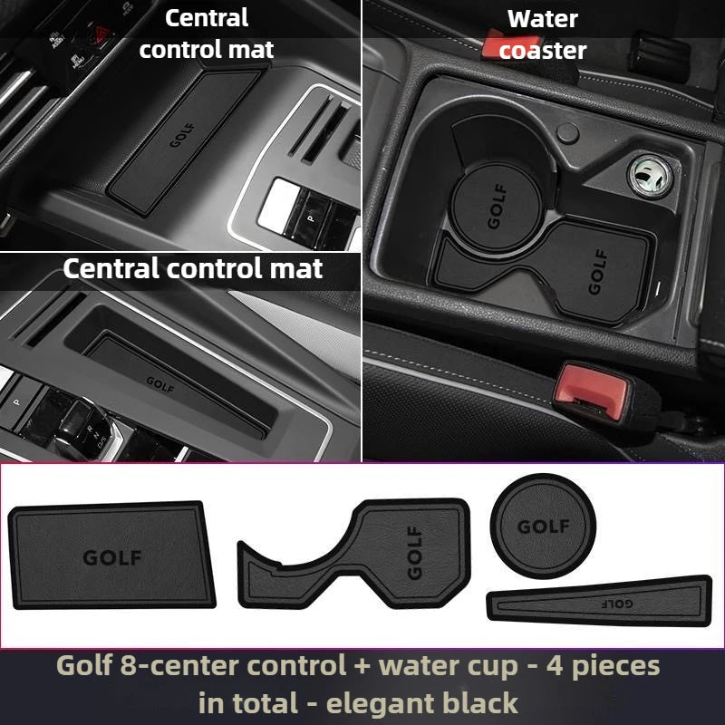 4 pcs Suede Waterproof Non-Slip Cup Coasters Center Console Car Decor for Volkswagen Golf 8 R-Line & Pro Accessories