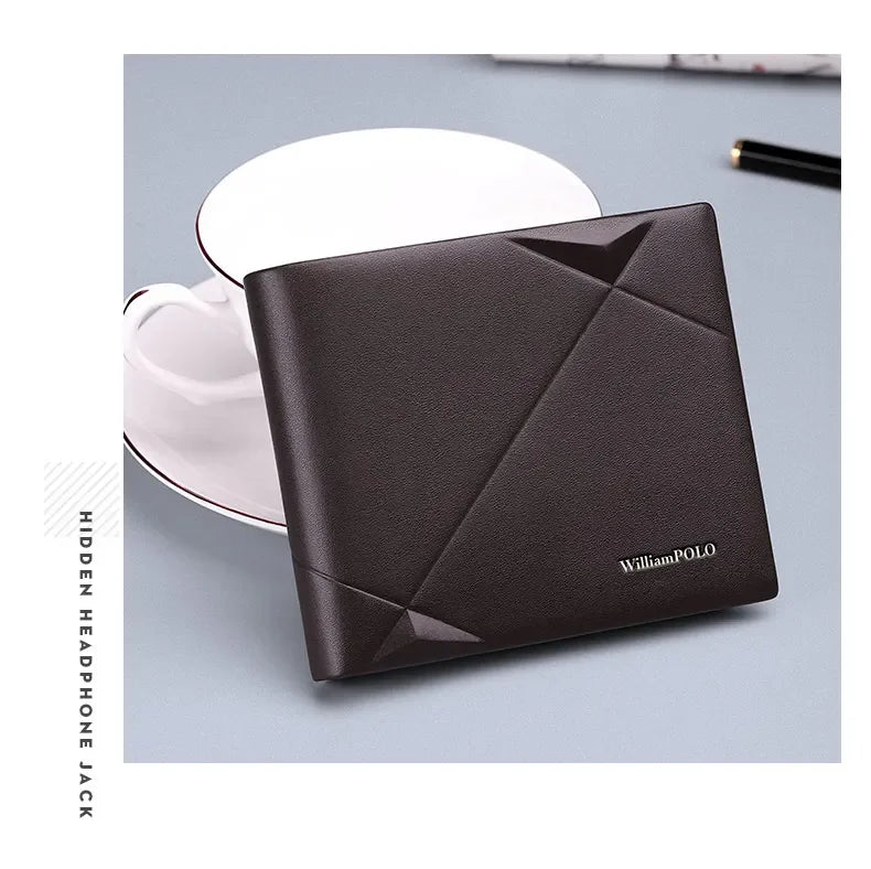 Men's Slim Wallet Genuine Leather Mini Purse Casual Design Bifold Wallet Brand Short Slim Wallet WILLIAMPOLO Luxury brand