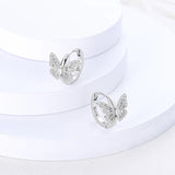 Real 925 Sterling Silver Colorful Dragonfly Butterfly Animal Earrings For Women Exquisite Birthday Anniversary Jewelry Gifts