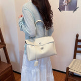 Casual Large Capacity Lychee Pattern Single Shoulder Slant Cross Bag Versatile Underarm Bag Simple Stylish Tote Bag