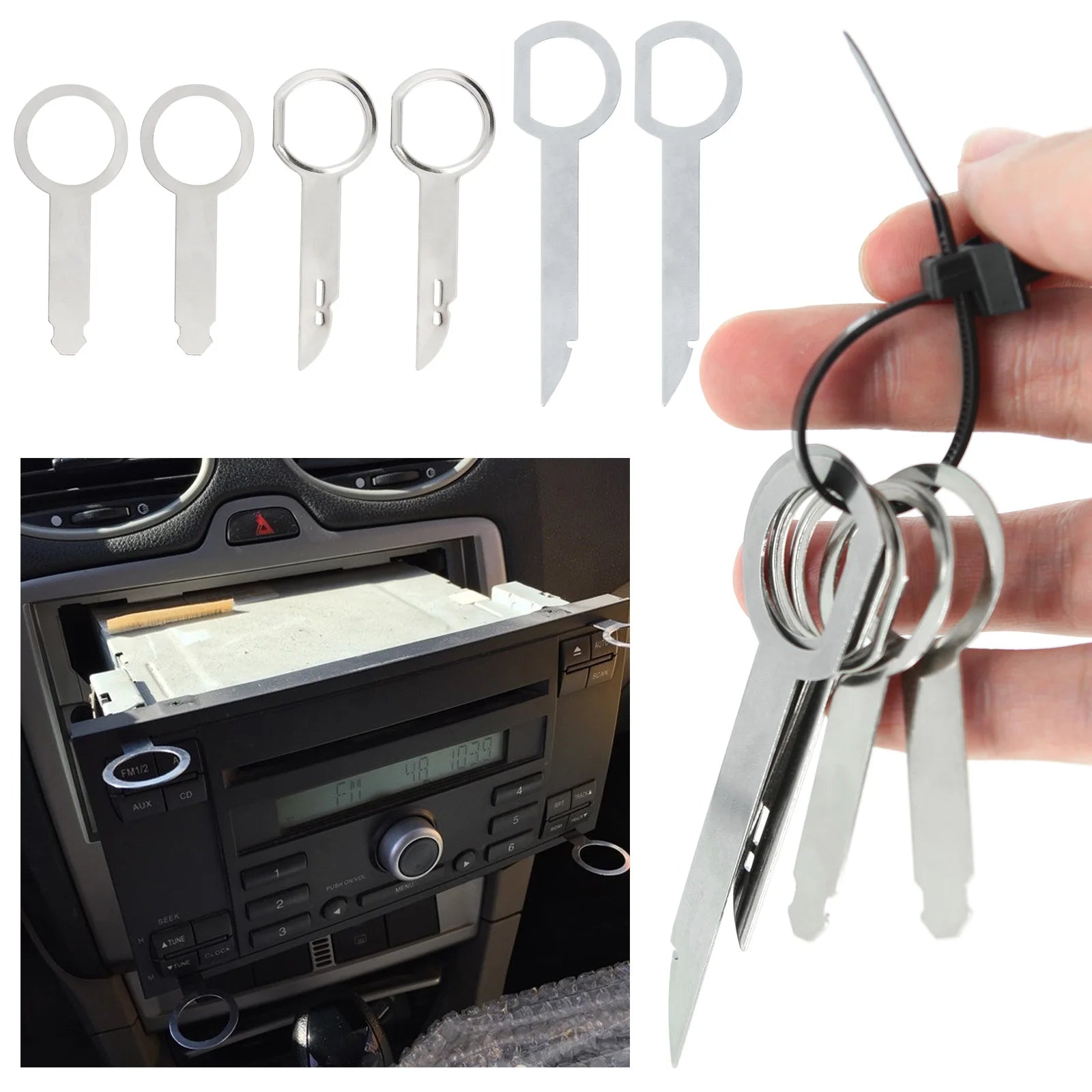 Ferramenta de remoção de rádio de carro, 2 peças, unidade principal estéreo, áudio, reparo de carro, ferramenta especial de extração de desmontagem para vw audi