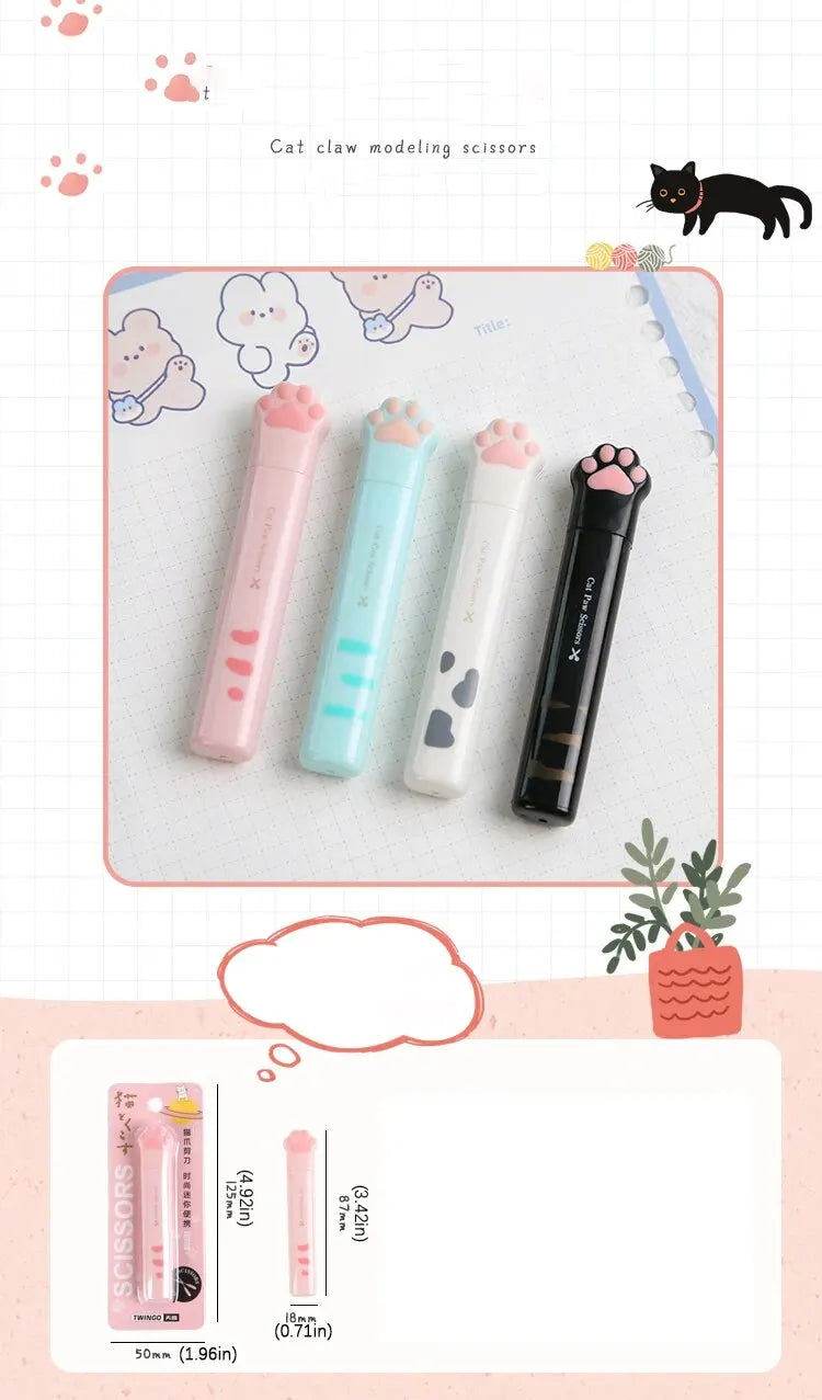 4Style Portable Folding Cat's Paw Scissors Stainless Steel Art Tool Multi-Function Pen-Shaped Scissors for Handbooks  Office Use