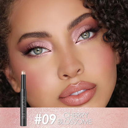 FOCALLURE Lápiz de sombra de ojos perlado de 24 colores, resistente al agua, con brillo, pigmento brillante, delineador en barra, herramientas de maquillaje