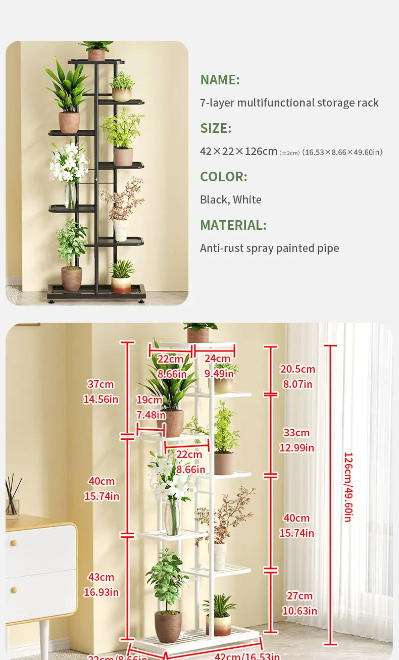 Plant Stand Flower Stand 4/6/8 Tier Flower Pot Shelf Balcony Indoor Multi-layer Storage Rack Succulent Plant Flower Rack