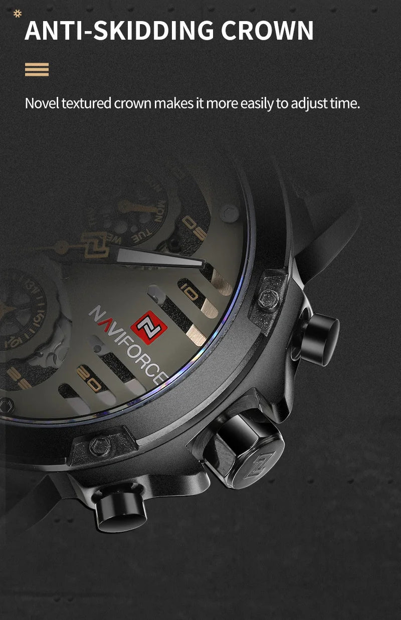 NAVIFORCE Mens Watch Top Brand Luxury Waterproof 24 Hour Date Quartz Watch Man Leather Sport WristWatch Men Waterproof Clock