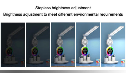 Rechargeable Led Table Lamp for Study Desk Lamp Reading Light Led Night Light with Fan Led Clock Dispaly Reading Desk Light