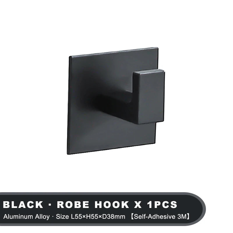 Black Self-Adhesive Wall Hooks For Hanging Keys Clothes Hanger Door 3M Robe Hook Coat Rack Towel Holder Bathroom Accessories