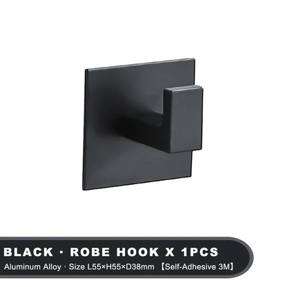Black Self-Adhesive Wall Hooks For Hanging Keys Clothes Hanger Door 3M Robe Hook Coat Rack Towel Holder Bathroom Accessories