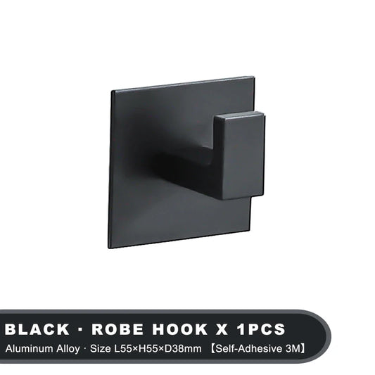 Black Self-Adhesive Wall Hooks For Hanging Keys Clothes Hanger Door 3M Robe Hook Coat Rack Towel Holder Bathroom Accessories