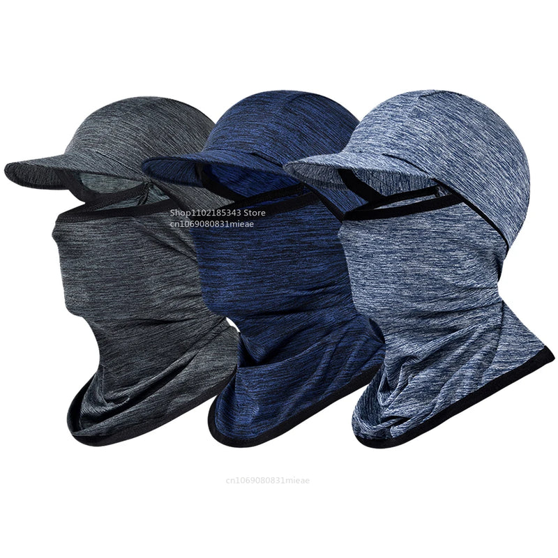 Gorro con capucha y protector solar para la cara, protección UV, de seda fría, para hombres y mujeres, ciclismo, escalada, correr, protector solar, capota de montar