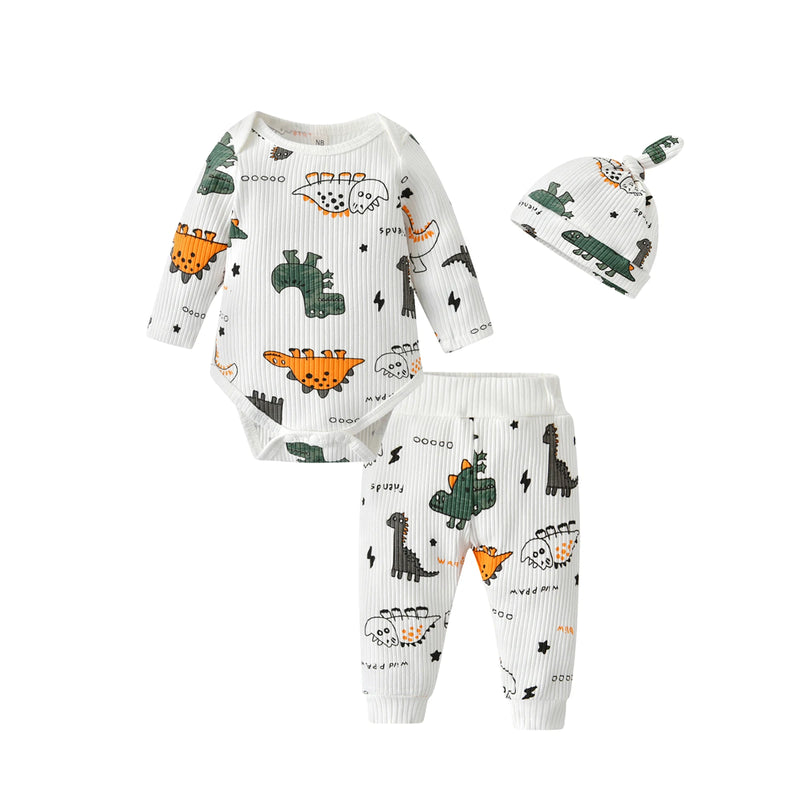 Newborn Baby Boy Baby Elephant Clothes Set Long Sleeve Romper Bodysuit Top and Pants with Hat Spring Autumn Cute Outfit for Boys