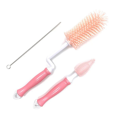 Silicone Bottle Cleaning Brush Baby Pacifier Straw Scrubber Small Brush 360 Degree Glass Cup Washing Kitchen Cleaning Tool Set