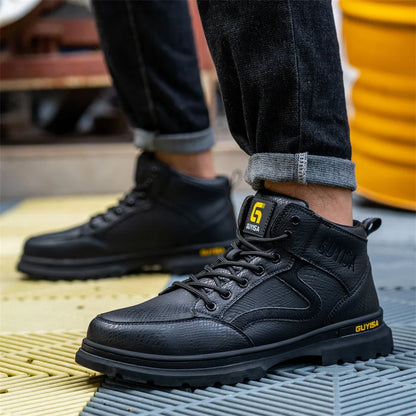 Latest 2023 Waterproof Men Leather Boots Steel Toe Cap Safety Work Shoes Anti Smashing Indestructible Construction Welding Boots