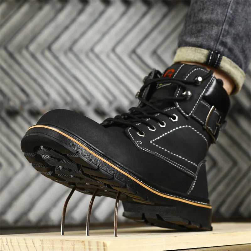 Latest 2023 Waterproof Men Leather Boots Steel Toe Cap Safety Work Shoes Anti Smashing Indestructible Construction Welding Boots