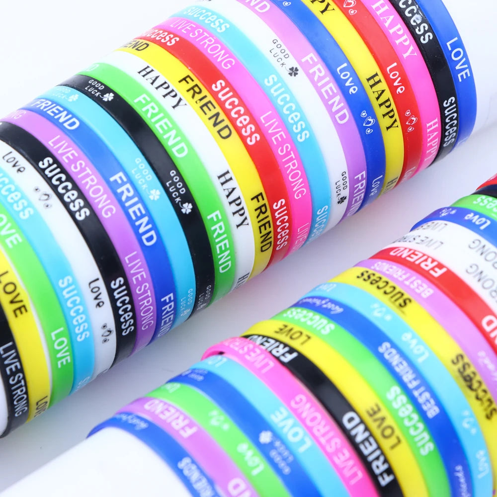 Lote de 20/30/50/100 pulseras de silicona luminosas multicolores para hombre y mujer, estilo mixto, regalo de joyería